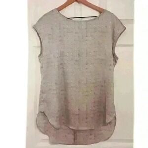 Banana Republic Tunic Top Size M Gray Sleeveless Round Neck Silky Artsy Office